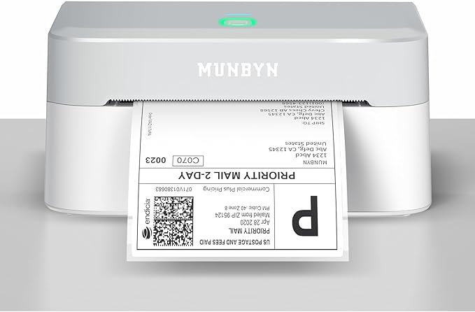 MUNBYN Bluetooth Thermal Label Printer RW403B, Wireless 4x6 Shipping Label Printer for Small Business, Compatible with Android, iPhone, Windows, Mac, Chromebook, Print Width 1.57"-4.25" (Grey)