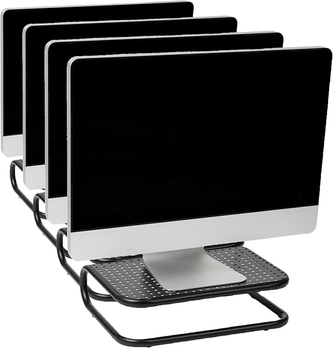 Mind Reader Monitor Stand, Ventilated Laptop Riser, Desktop Organizer, Metal, 14.25" L x 11" W x 4.25" H, Black | (Pack of 8)