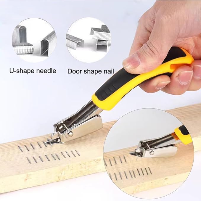 2Pcs Staple Remover Heavy Duty Upholstery Staple Puller Tool with Ergonomic Handle for Furniture Floor Wooden Case Carton Photo Frame（Yellow）