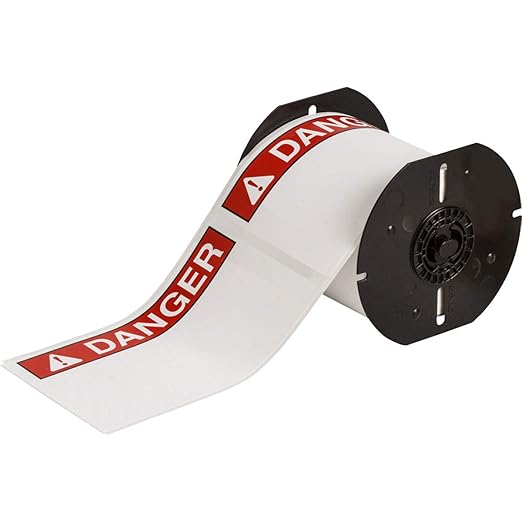 Brady B30-25-595-ANSIDA 4" Height x 6" Width, B-595 Indoor/Outdoor Vinyl, White/Red/Black BBP31 Pre-Printed Pre-Cut Labels Tape with Sign Headers, 175 per Roll