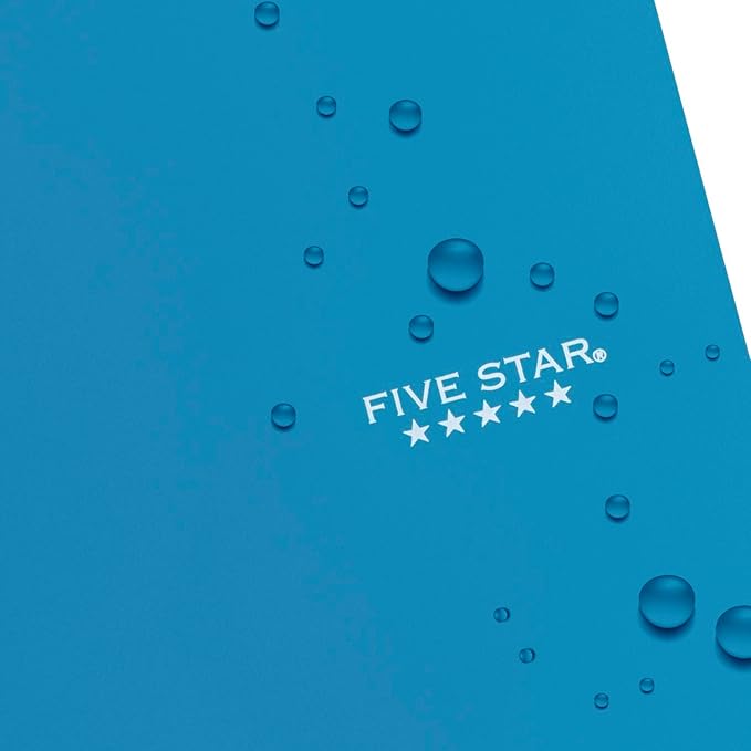 Five Star Spiral Notebook + Study App, 3 Subject, Wide Ruled Paper, 8" x 10-1/2", 150 Sheets, Fights Ink Bleed, Water Resistant Cover, Tidewater Blue (73184)