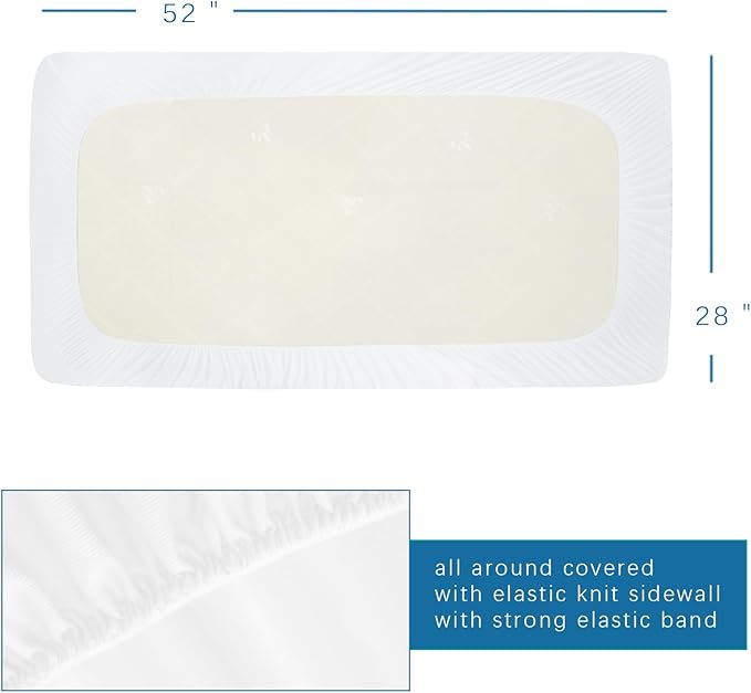 Crib Mattress Protector Waterproof 2 Pack Crib Sheets Fitted Mattress Pad Cover Soft Terry Breathable Fit for Toddler Bed up - 8" Machine Washable