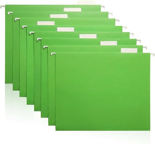 Green Hanging File Folders – 8 Pack, Letter Size File Organization Folders for Home, Office, School & Filing Cabinets