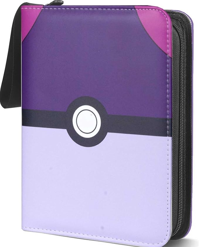 4 Pocket Collection Trading Cards Binder, Card Album Storage and Organizer 3 Ring Zipper, Card collectible for Sport, Baseball, MTG, YuGiOh, TCG - 50 Pages Holds 400 Cards (Master)