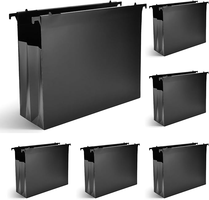 6 Packs Extra Capacity Plastic Hanging File Folders, 4" Expanding Hanging Accordian Folder with Retractable Hook, Hard-Hanging Folder Organizer for Office, Home, School