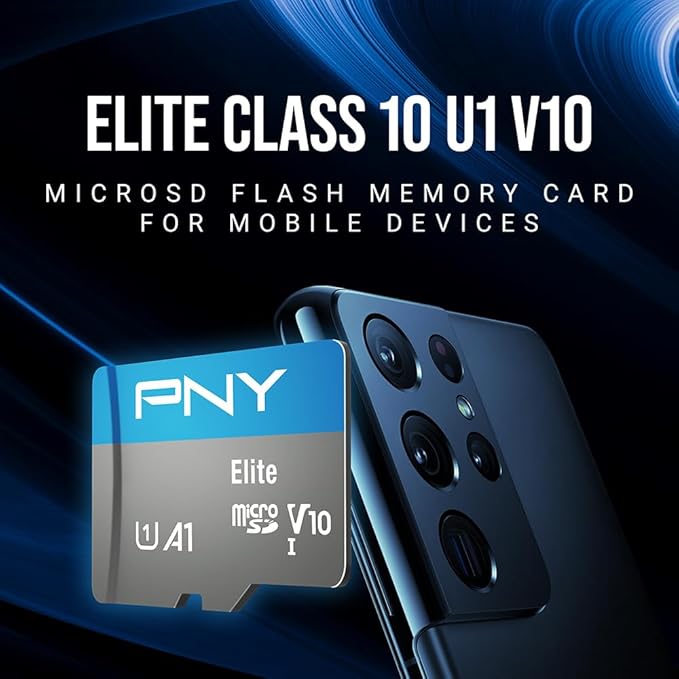 PNY 64GB Elite Mobile Accessories Class 10 U1 V10, A1 microSDXC Flash Memory Card for Mobile Devices - 100MB/s, Full HD, UHS-I, Micro SD 3-Pack
