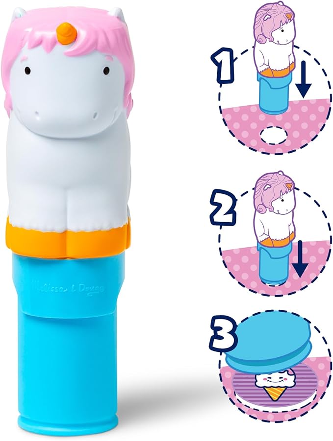 Melissa & Doug Sticker Wow!™ 24-Page Activity Pad and Sticker Stamper, 300 Stickers, Arts and Crafts Fidget Toy Collectible Character – Unicorn Creative Play Travel Toy for Girls and Boys 3+