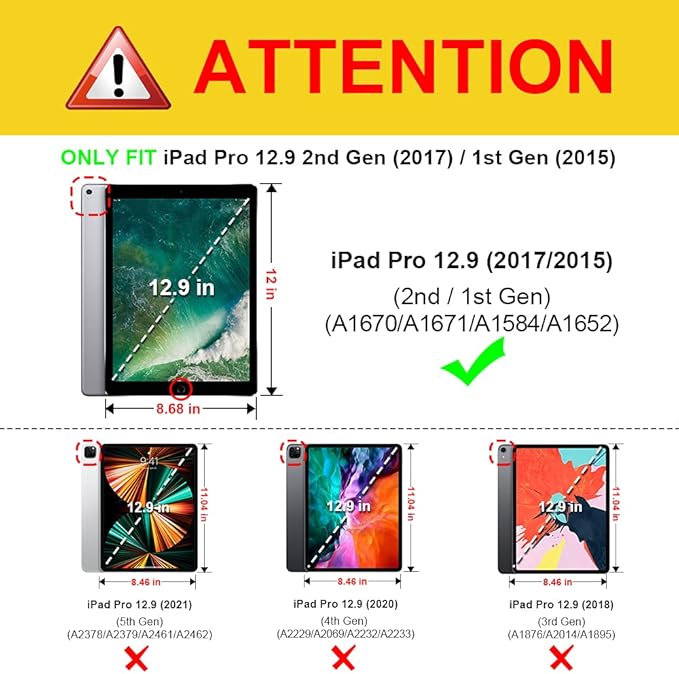 Fintie Multi-Angle Case, 2017/2015 iPad Pro 12.9 inch (Old Model) 1st & 2nd Gen Case - [Corner Protection] Folio Stand Cover with Pencil Holder & Pocket, Auto Wake/Sleep, Jungle Night