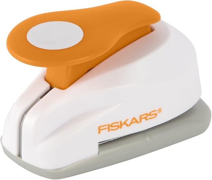 Fiskars Crafts Lever Punch Circle, Small (124830-1002), White,orange
