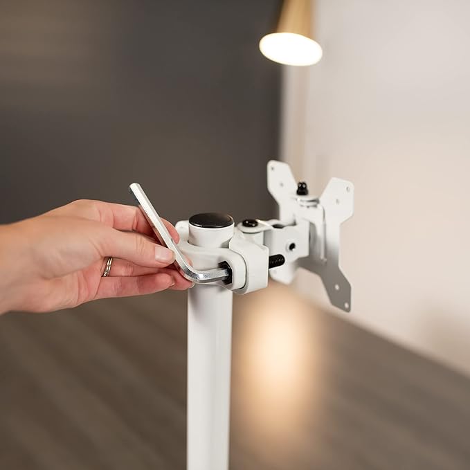 VIVO Steel Universal Bracket Pole Mount with Removable 75mm and 100mm VESA Plate, Fits up to 30 inch Screens, White, MOUNT-POLE01W