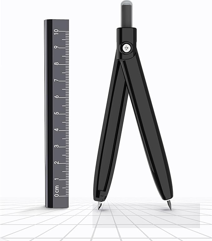 LABANCA 8 Pcs Compass Set with Protractor Rulers Pencil for Math Geometry (07734 Black)