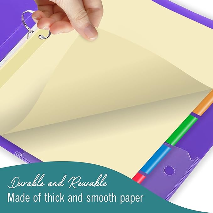 8-Tab Binder Dividers for 3 Ring Binder, Insertable Multicolor Big Tabs, Letter Size Paper Divider, 8.5 x 11 inch, 3 Sets (24 Dividers Total)