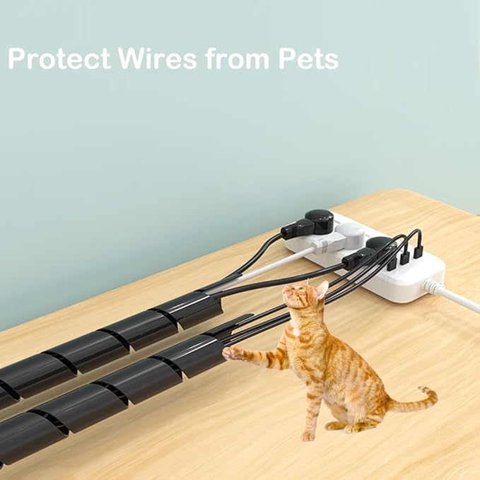 Spiral Cable Wrap - 45 Ft 1/4" Spiral Wire Wrap Cord Covers Bundle Sleeve Hose for Computer Electrical Wire Organizer-White (1/4 Inch-45Ft)