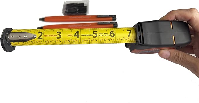 Swanson Tool Co SVGL25M1/CP216 Value Pack featuring a 25 Foot Gripline Tape Measure and 2 Mechanical Pencils with Black Graphite Replacement Tips
