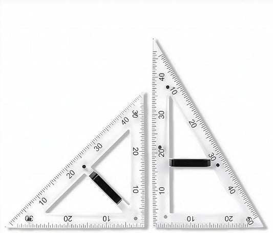 Magnetic Teaching Ruler Set with Multi-Functional Geometry Tools Durable ABS Plastic for Whiteboard Classroom Projects Student Teacher Math Supplies (Clear 2pcs)