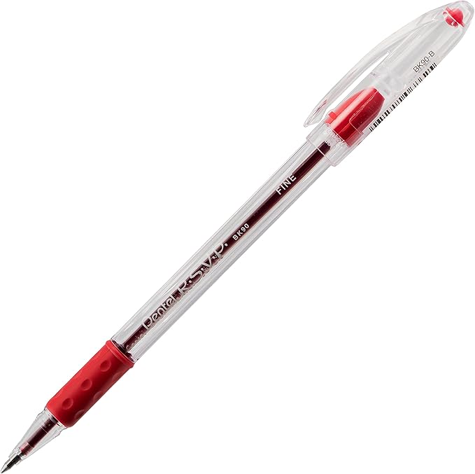 Pentel RSVP Ballpoint Pen, Fine Line, (0.7mm), Red Ink (BK90BP2B), 2 Count (Pack of 4)