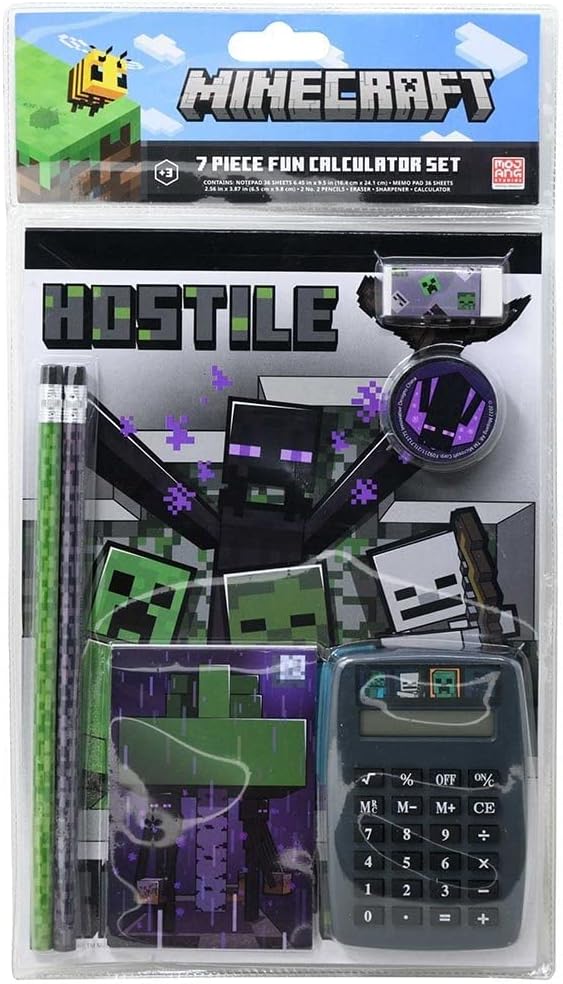 Minecraft School Supplies Value Pack for Kids, Boys, Girls - 7 Pc Bundle with Minecraft Notebook, Calculator, Pencils and More Plus Bookmark | Minecraft Back to School Supplies