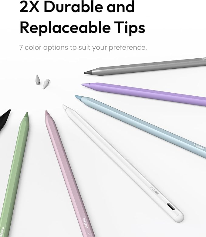 Metapen Pencil A8 for Apple iPad 2018-2025, (2X Faster Charge), Tilt Sensitivity, Pixel Precision, Stylus Pen for iPad 11/10/9/8/7/6th Gen, Pro 12.9/11/13-inch M4, Air 3/4/5/M2/M3, Mini 5/6th, Black