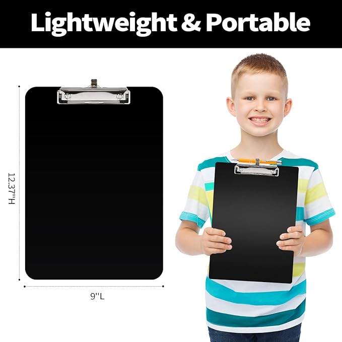 Sooez Plastic Clipboard with Pen Holder, [10% Thicker] Clip Boards 8.5x11 with Low Profile Clip, Cute Hanging Clipboard, Standard Letter Size A4 for Women Kid Teacher, Office & School Supplies, Clear