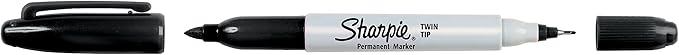 Sharpie Twin Tip Permanent Markers, Fine and Ultra Fine, Black, 12 Count