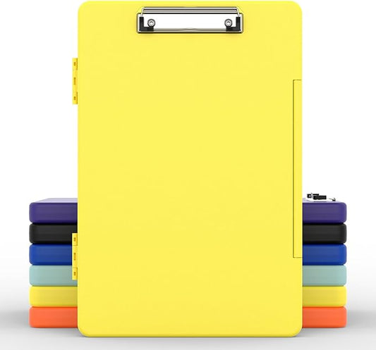 Legal Size Clipboard with Storage, High Capacity 8.5 x 14 Clip Board for Lawers, Folio & Side-Opening, Size 15 x 10 x 1.2 in, Yellow