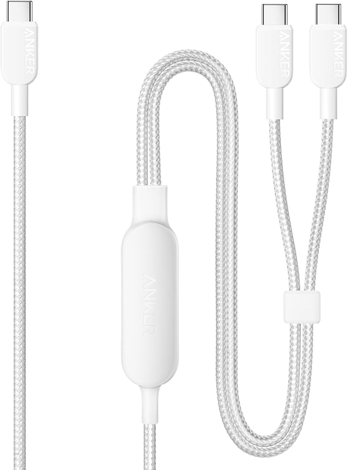 Anker Cable,4FT 2-in-1 USB C to USB C Cable 140W Max,Fast Charging for iPhone 17/17 Pro Max/16 Series,MacBook Air/Pro,and More(Braided,White)