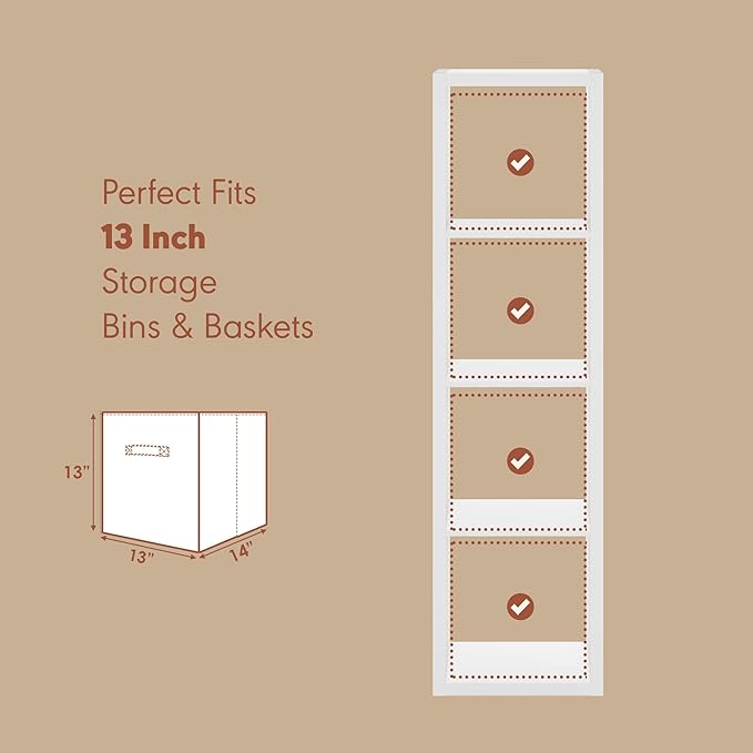 Furinno Cubicle Record Player Stand with Vinyl Storage, 4-Cube 1.2 Extra Thick Vinyl Record Storage, Open Back Media Shelf for CD DVD Blueray Game Disc, for Living Room, Home Office, White