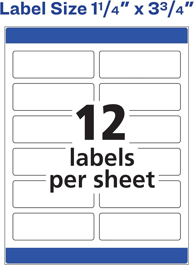 Avery Address Labels White | Print-to-The-Edge | Sure Feed Technology | For Laser Printers | 1.25 x 3.75 inches, Pack of 5