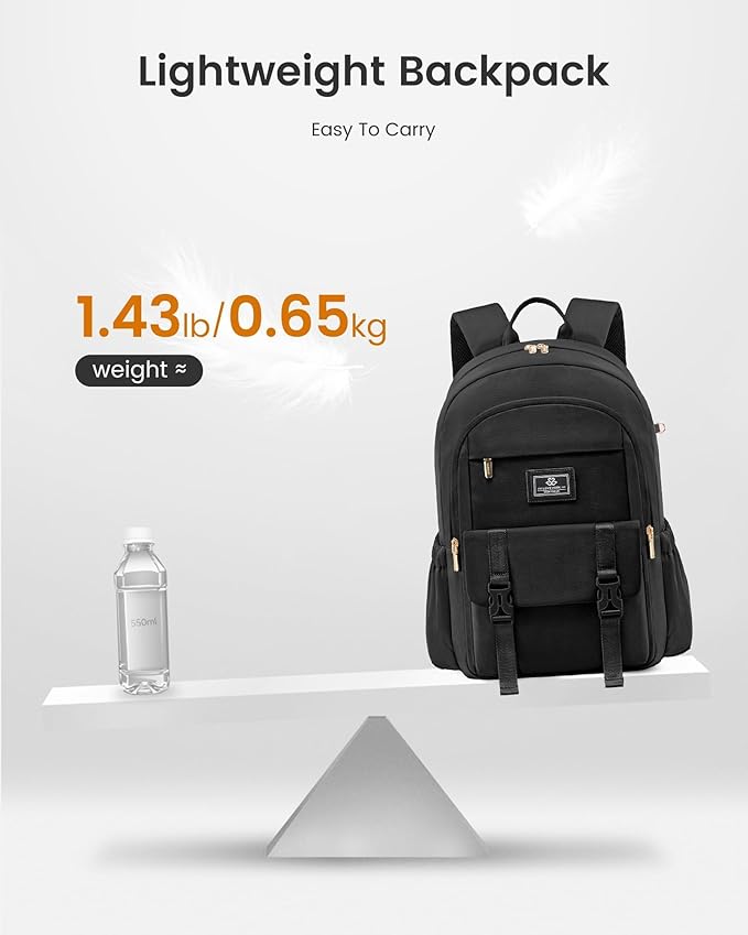 LOVEVOOK School Backpack for Girls Boys,Bookbag for Teen with Pouch Pocket for Large Capacity Cup, Waterproof School Bookbag, Preppy Backpack Travel Daypack with 15.6 inch Laptop Compartment