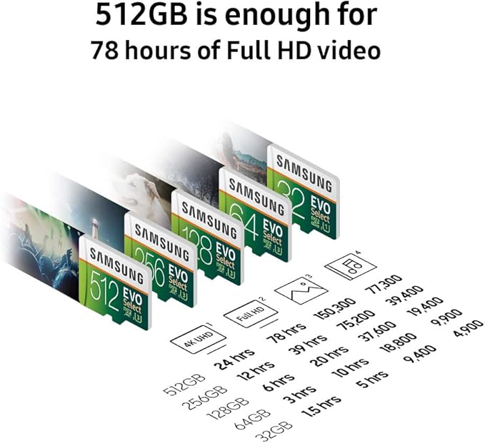 SAMSUNG (MB-ME256GA/AM) 256GB 100MB/s (U3) MicroSDXC EVO Select Memory Card with Full-Size Adapter