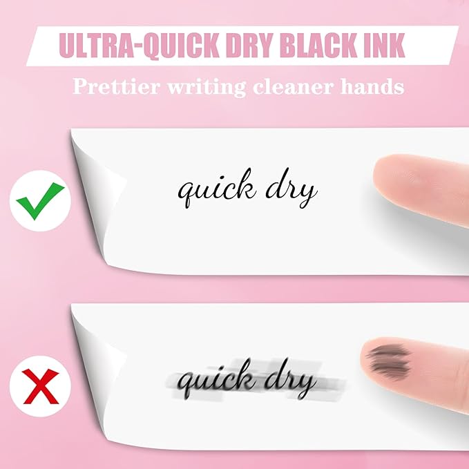 Aesthetic Pens, 8 Pcs 0.5mm Gel Pens, No Smudge Quick Dry Smooth Writing Pens, Cute Black Ink Journaling Pens for Women Nurse School Office Desk Accessories