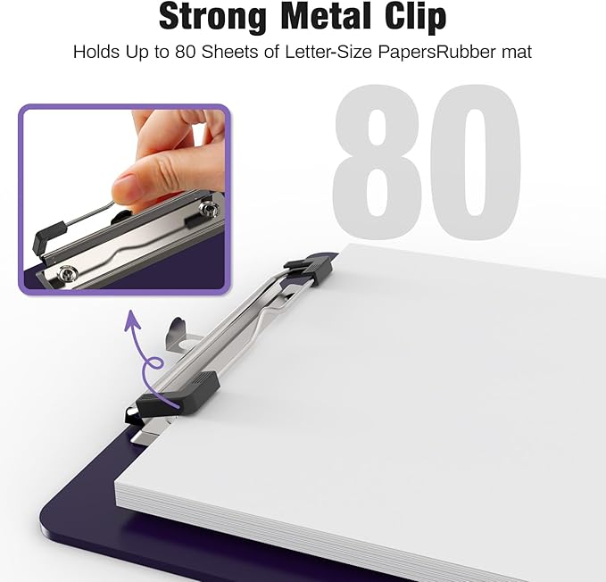 Small Clipboards, A5 Plastic Mini Purple Clip Board for Classroom, Students, Kid, Size 6" x 9" with Low Profile Clip, Office & School Supply