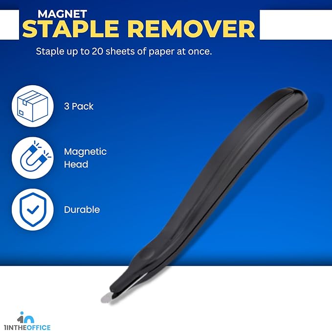 1InTheOffice Staple Remover Tool, Magnetic Staple Remover Stick, Easy Staple Puller Stick, "3 Pack "