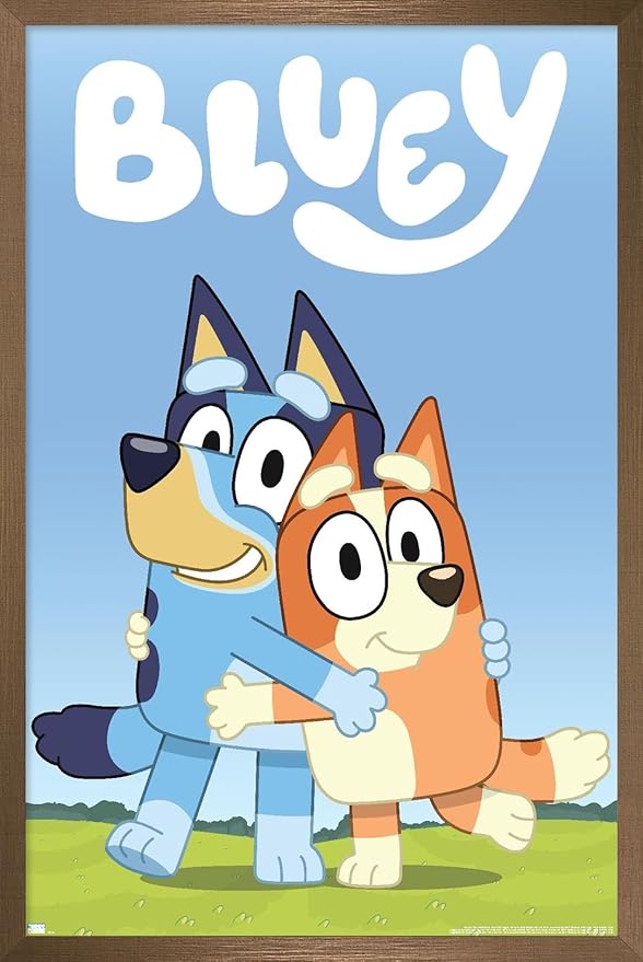 Bluey - Hug Wall Poster, 34L" x 22.4W", Bronze Framed Version