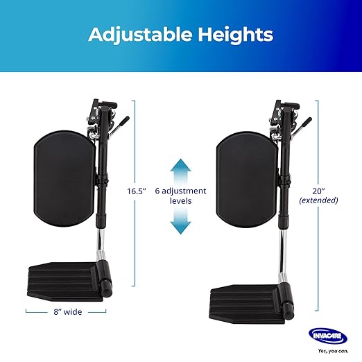Invacare Wheelchair Elevating Legrest with Padded Calf Support, Footrest with Swing Away Function, Adjustable Length and Aluminum Footplate, Tool-Free Installation, Designed for Invacare Wheelchair