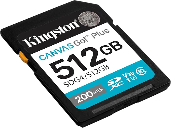 Kingston Canvas Go Plus 512GB SD Card | Up to 200MB/s | Class 10, UHS-I, U3, V30 | SDG4/512GB