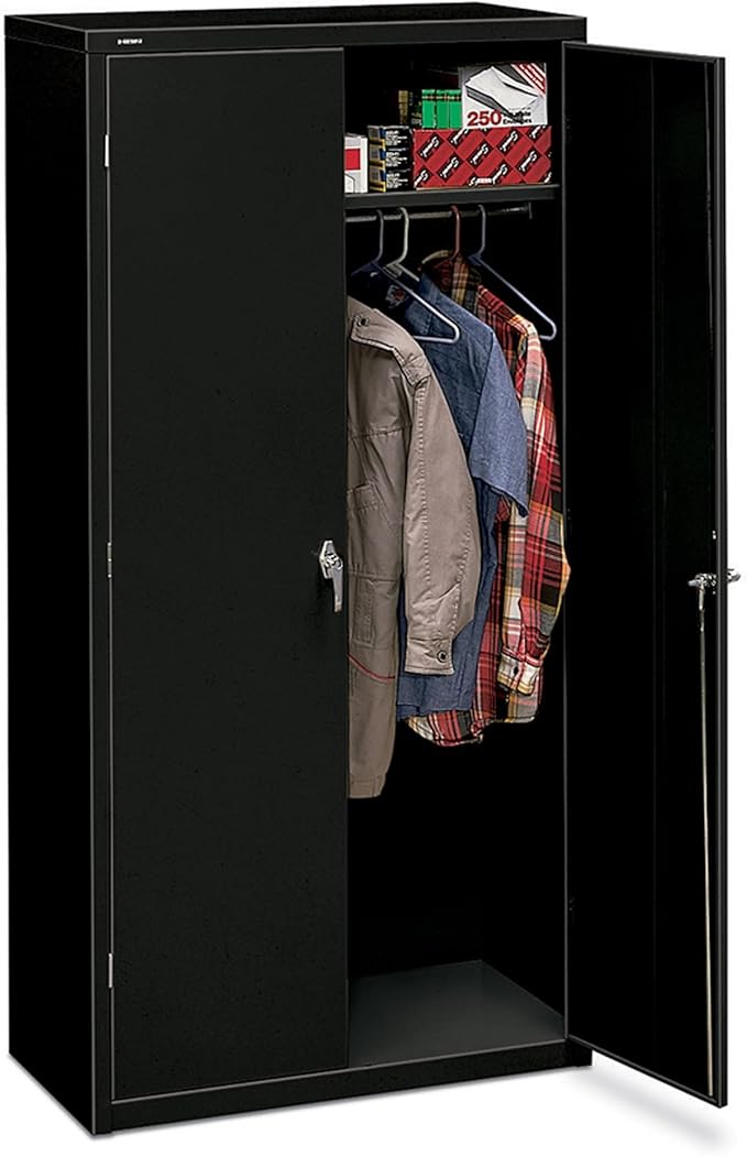 HON HSC1872.L.P Brigade Series Five-Shelf Storage Cabinet with High Storage Cabinet, 5 Adjustable Shelves, Black