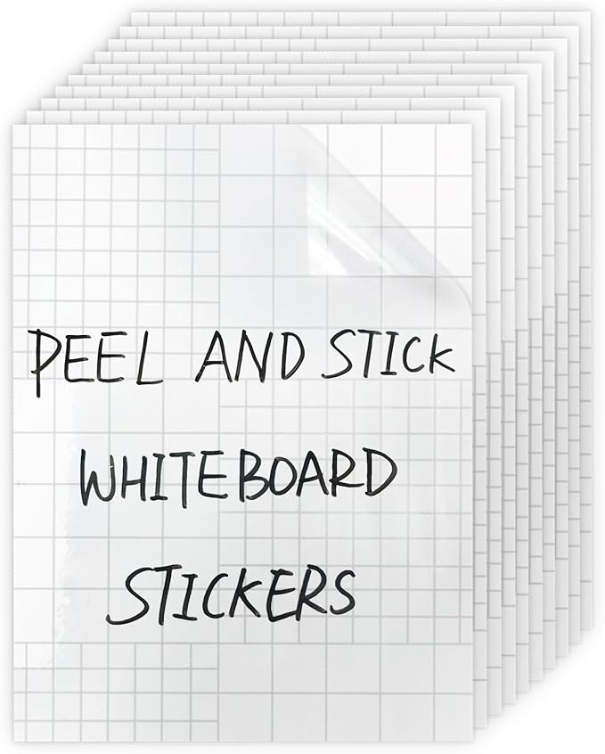 T&W SAME FILM 6 Pcs Dry Erase Board Sticker- Whiteboard Stickers-8.3''x11.7'' Removable Dry Erase Sheets- Fridge Dry Erase Paper for Wall/Desk/Refrigerator/Door/Locker/Home/Office/Classroom (Clear)