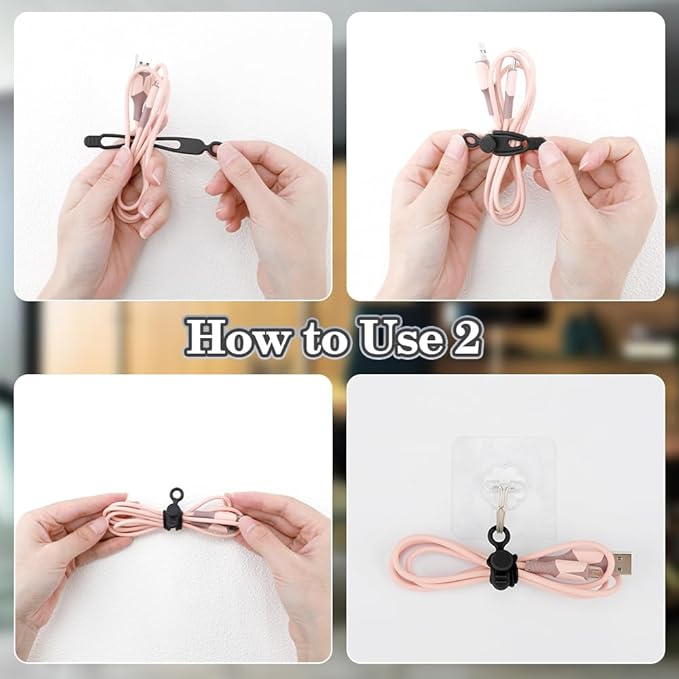 24Pcs Silicone Cord Ties, Cable Straps, Multipurpose Elastic Cord Organizer, Cord Ties for Electrical Cords, Charging Cord Organizer, Charger Computer Headphone Mouse Cable Ties Reusable