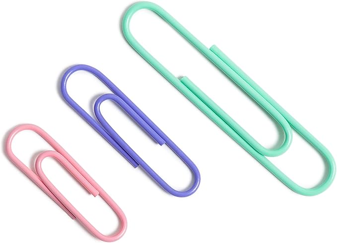 U Brands Paper Clips Set, Office Supplies, Assorted Sizes, Assorted Colors, 600 Count