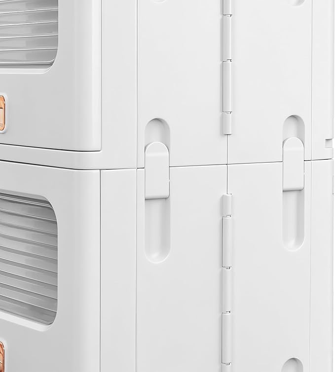 VECELO Storage Cabinet with Drawer, Pull-Out Stackable Bins with Wheels, Waterproof Modular Organizer, Multi-Tier Closet Storage for Bedroom, Living Room & Bathroom, Medium 1-Tier