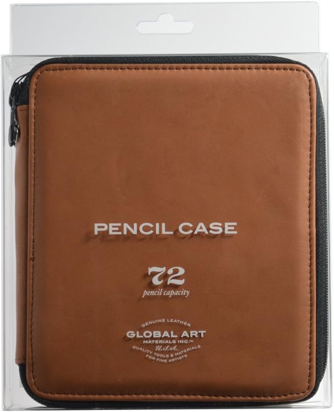 Speedball Art Products Genuine Leather Storage Case for Pencils, Markers, Pens and Art Supplies, Holds Up To 72 Standard Pencils, Antique Brown