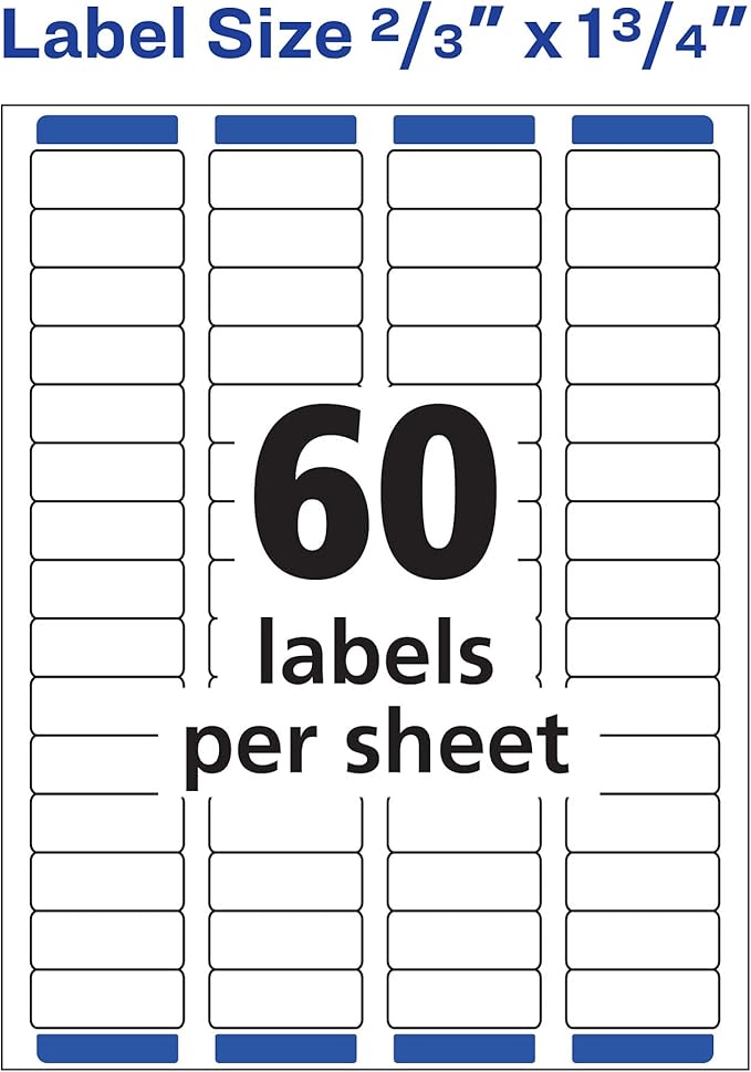 Avery Printable Return Address Labels with Sure Feed, 2/3" x 1-3/4", White, 1,500 Blank Mailing Labels (05195)