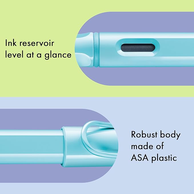 LAMY safari aquasky - Fountain Pen with ergonomic grip & polished steel nib in size EF - ideal for any Writing & Calligraphy - including LAMY T 10 blue cartridge - Right-Handed