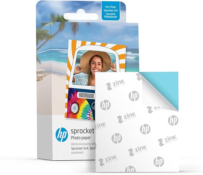 HP Sprocket 3.5 x 4.25” Zink Sticky-Backed Photo Paper (100 Pack) Compatible with HP Sprocket 3x4 Photobooth and Photo Printer