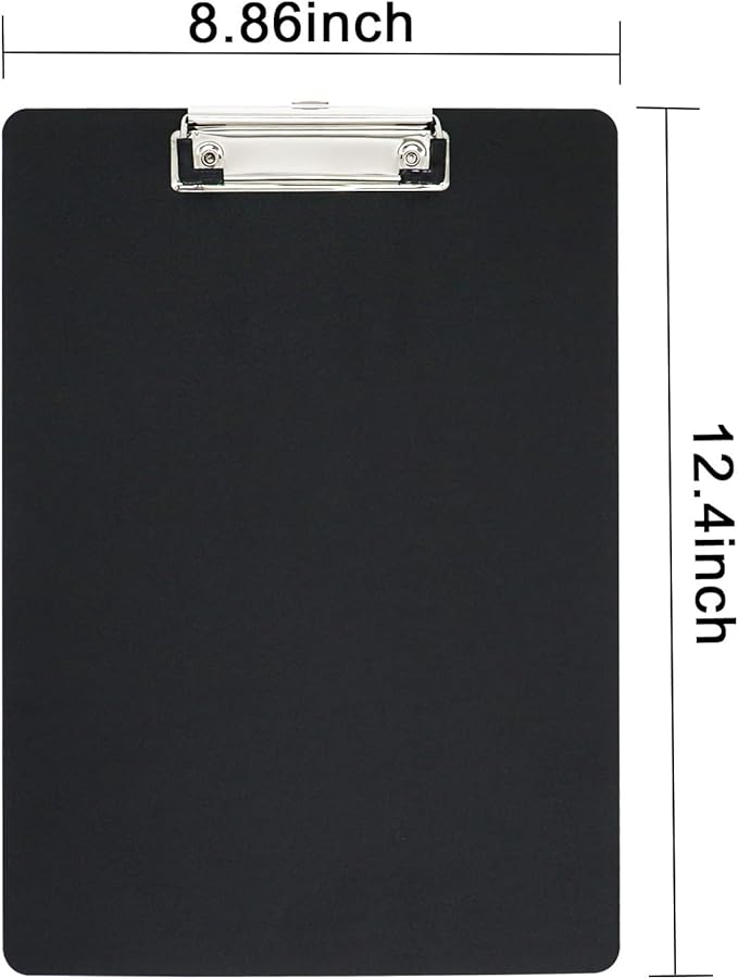 BOMEI PACK Plastic Clipboard, 6Pack Assorted Colors Office Clipboard, 12.5 x 9 Inch