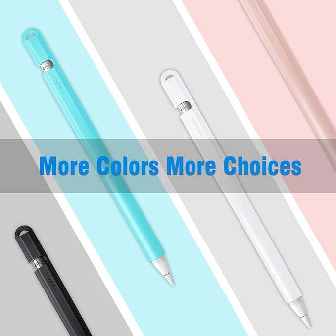 Fintie Silicone Sleeve Compatible with Apple Pencil 1st Generation, Ultra Light Pen Skin Case Cover Soft Protective Pencil Grip Holder with 2 Nib Covers & Cable Adapter Tether, Pink Sand