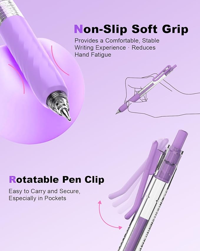 Acrylic Colored Pens Set, 12 Colors Retractable Gel Ink Pens, 0.7mm Fine Point Colorful Pen for Black Paper, Rock, Glass, Fabric and Art Crafts Supplies, Color Pen for Journaling Note Taking