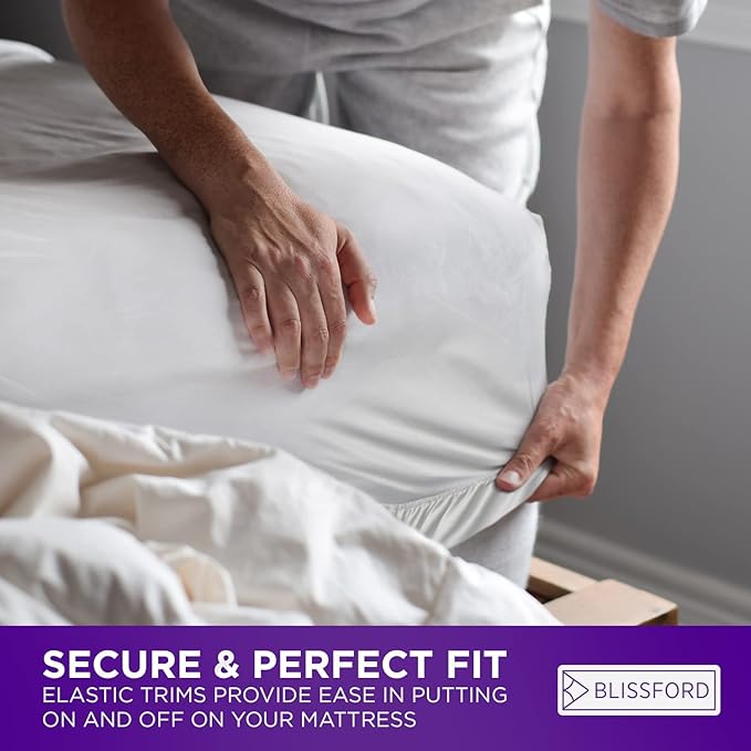 BLISSFORD Plastic Mattress Protector - Heavy Duty, Twin XL Size Fitted Vinyl - Plastic Mattress Cover, Rubber Sheets for Bedwetting Adult or Child, 100% Waterproof Sheets for Bed