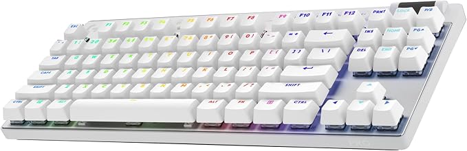Logitech G PRO X TKL Lightspeed Wireless Gaming Keyboard, Ultra-Portable Tenkeyless Design, LIGHTSYNC RGB, PBT keycaps, Tactile Switches (GX Brown) - White